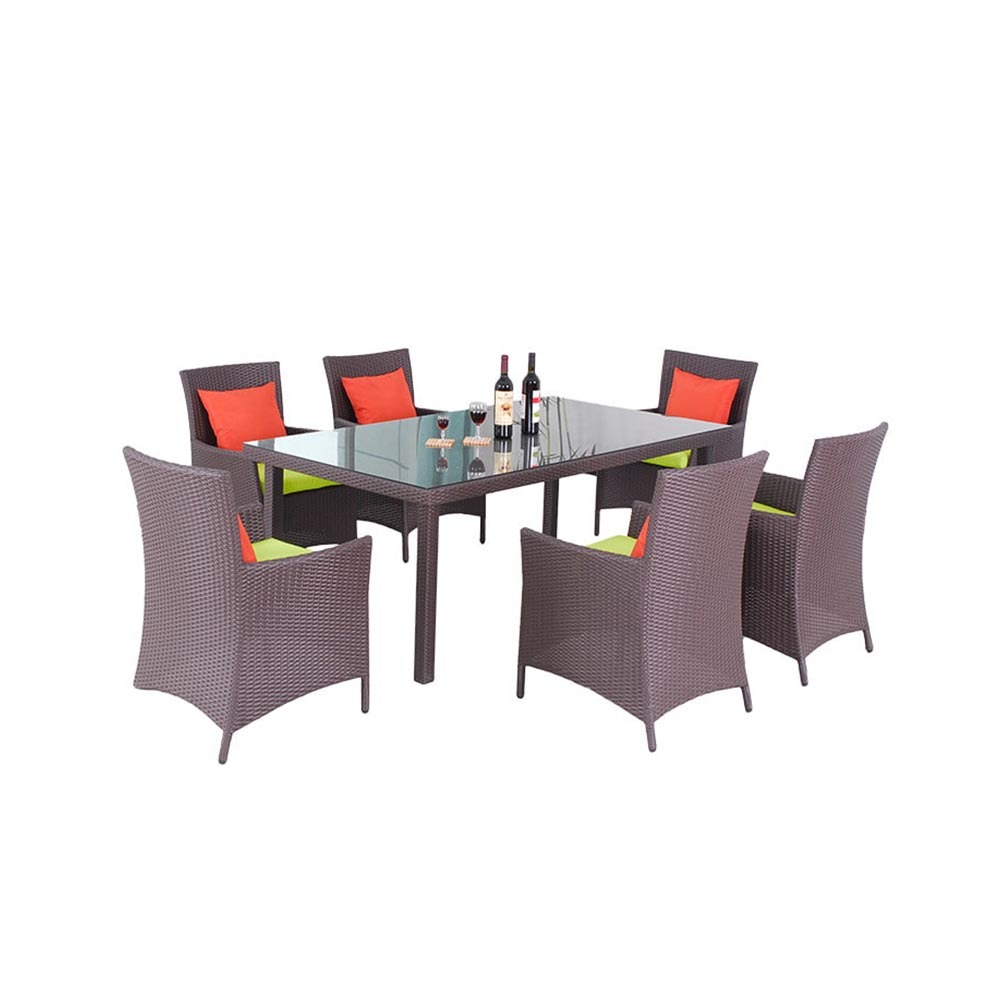 7-Piece Outdoor Leisure Patio Woven Rattan Warm Family Dinning Table and Chairs