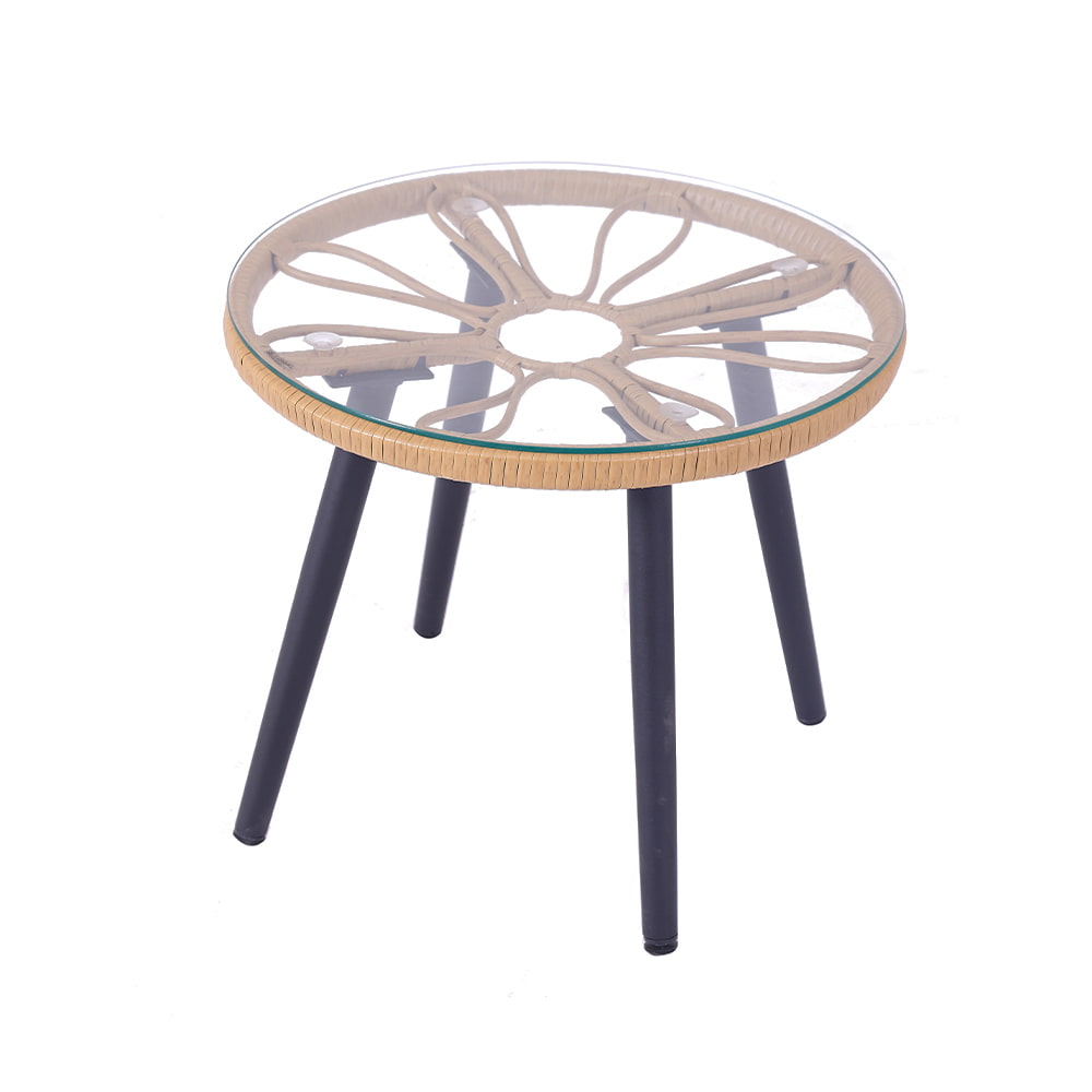 WYHS-T249 3-Piece Outdoor Rattan Patio Furniture Set, Simple Wicker Patio Chair with Coffee Table and Waterproof Cushions.