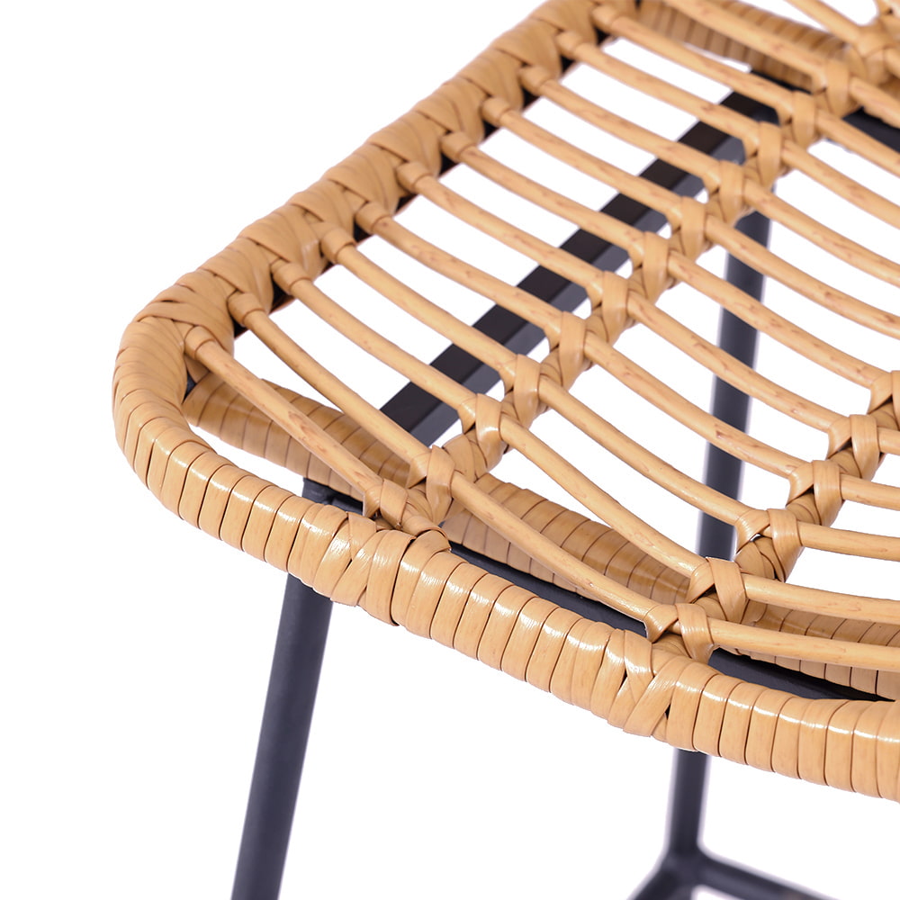WYHS-T257 Outdoor Bar Stool Rattan Wicker Counter Height Chairs with Black Metal Frame.