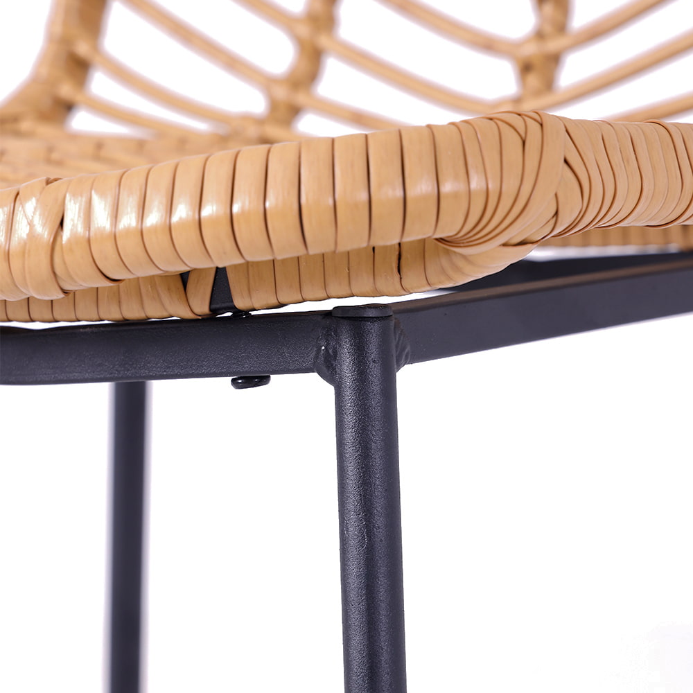 WYHS-T257 Outdoor Bar Stool Rattan Wicker Counter Height Chairs with Black Metal Frame.