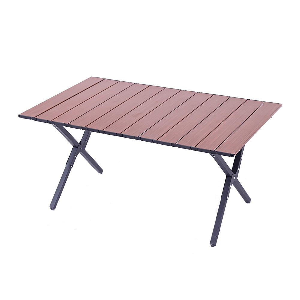 Outdoor camping folding table aluminum portable picnic camping adjustable wood roll table