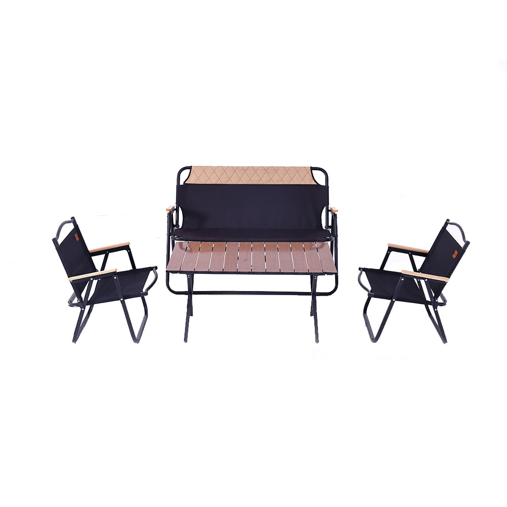 Outdoor Camping Folding Table with Wood Tabletop.