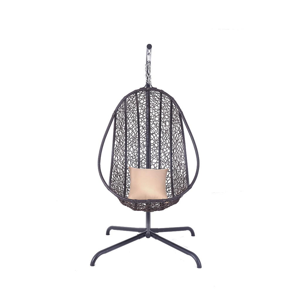 Rattan hammock egg swing chair with hanging chain, steel frame and uv resistant& removable cushion