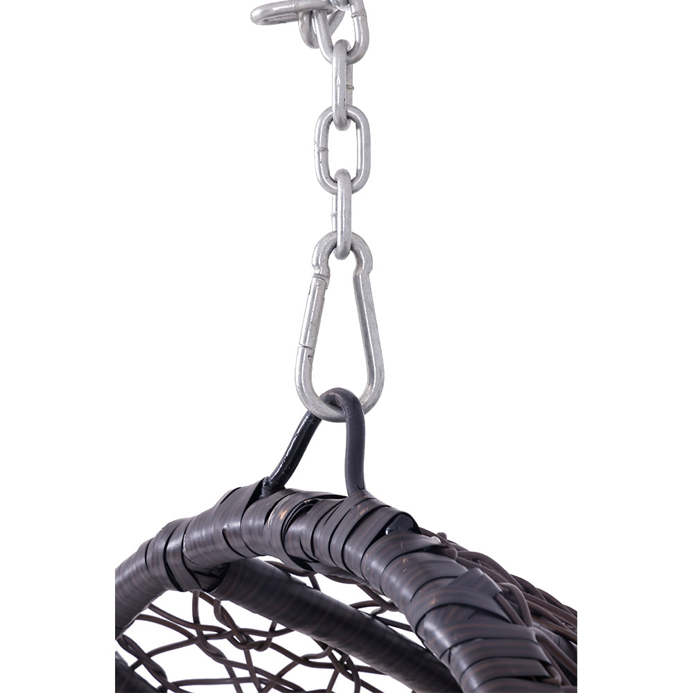 Rattan Hammock Egg Swing Chair with Hanging Chain, Steel Frame and UV Resistant Wicker & Removable Cushion.