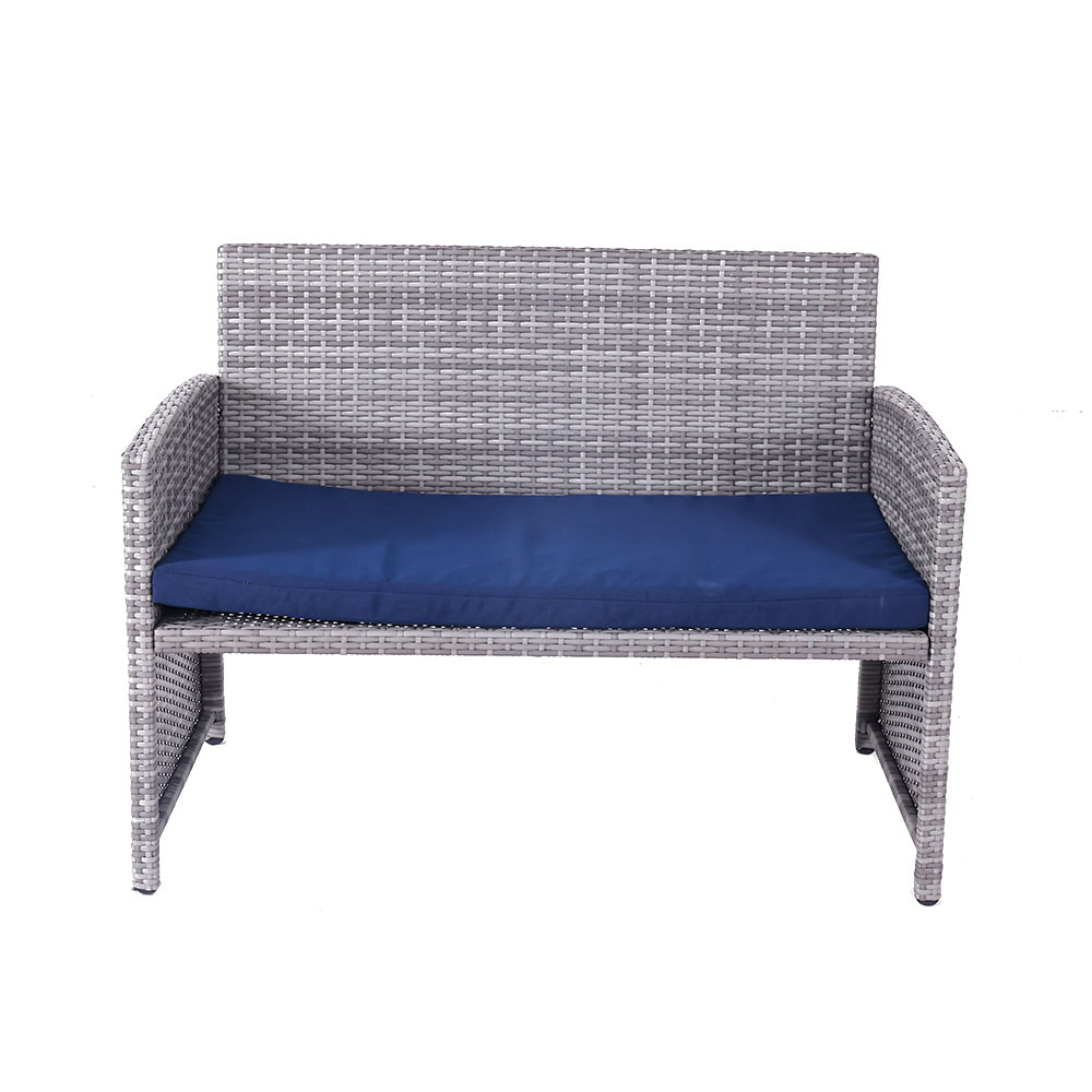  WYHS-T250 4 Pieces Rattan Sofa with Coffee Table and Waterproof Cushions for Outdoors and Indoors