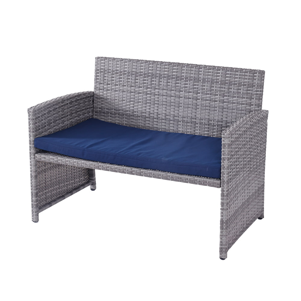  WYHS-T250 4 Pieces Rattan Sofa with Coffee Table and Waterproof Cushions for Outdoors and Indoors