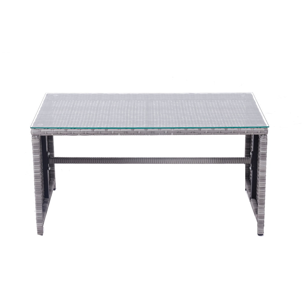  WYHS-T250 4 Pieces Rattan Sofa with Coffee Table and Waterproof Cushions for Outdoors and Indoors