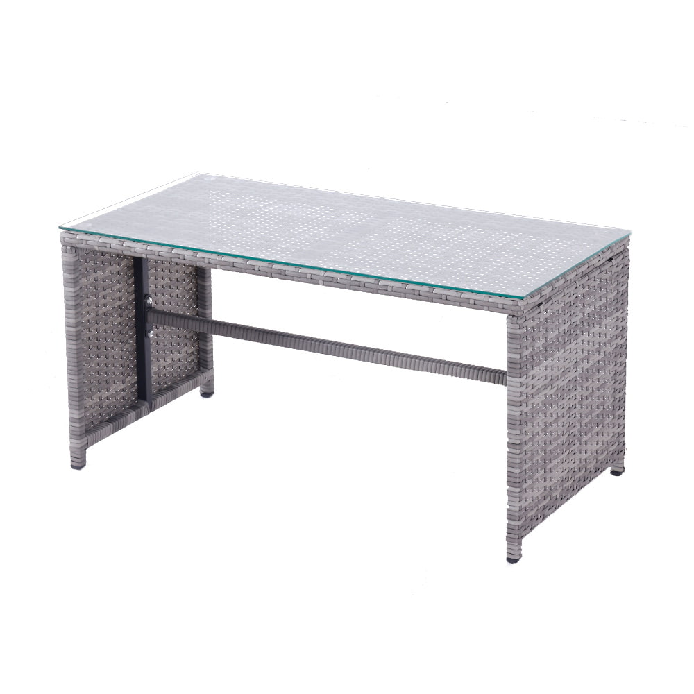  WYHS-T250 4 Pieces Rattan Sofa with Coffee Table and Waterproof Cushions for Outdoors and Indoors