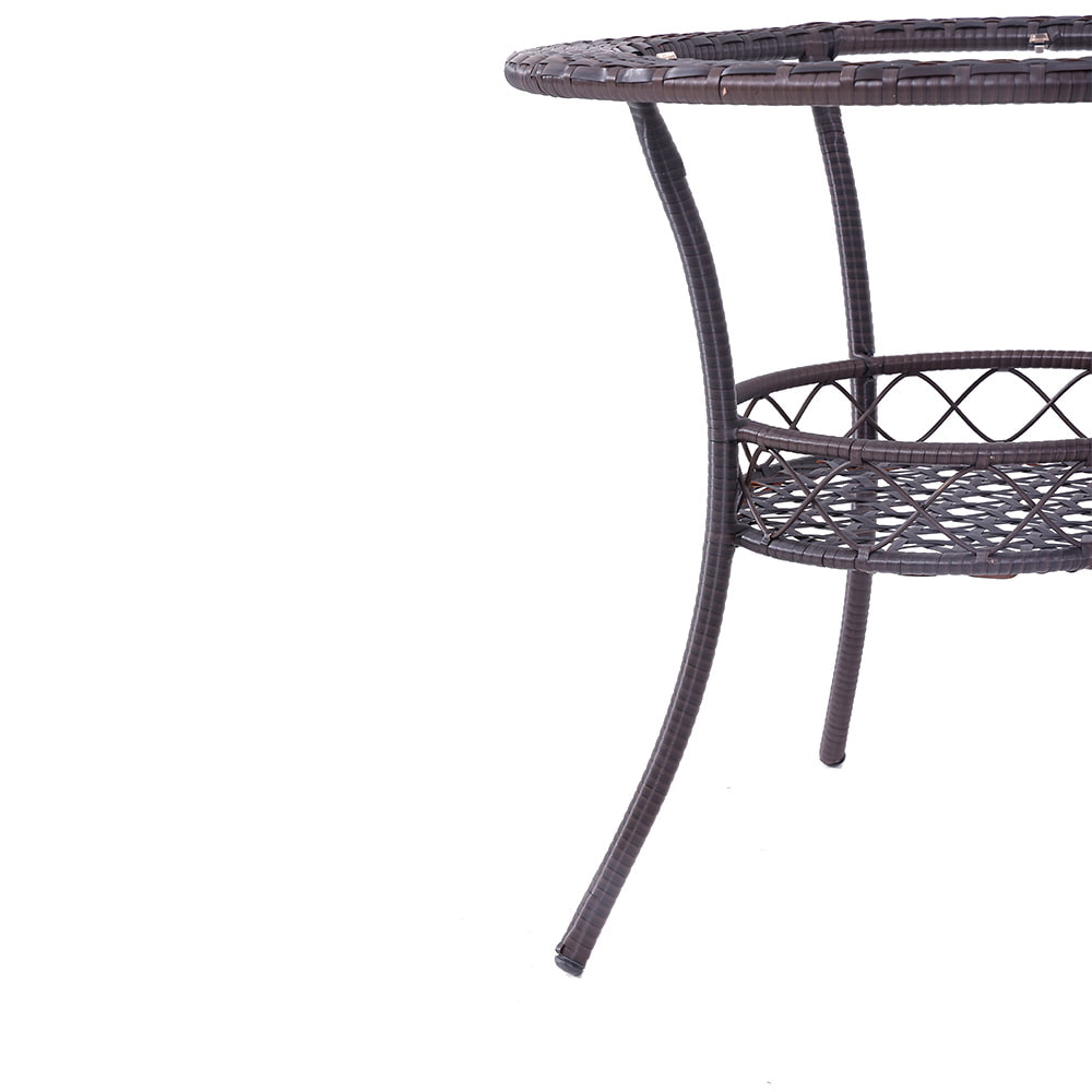 WYHS-T255 Rattan Side Tea Tables with Glass Top,Backyard Modern Deck Balcony Table