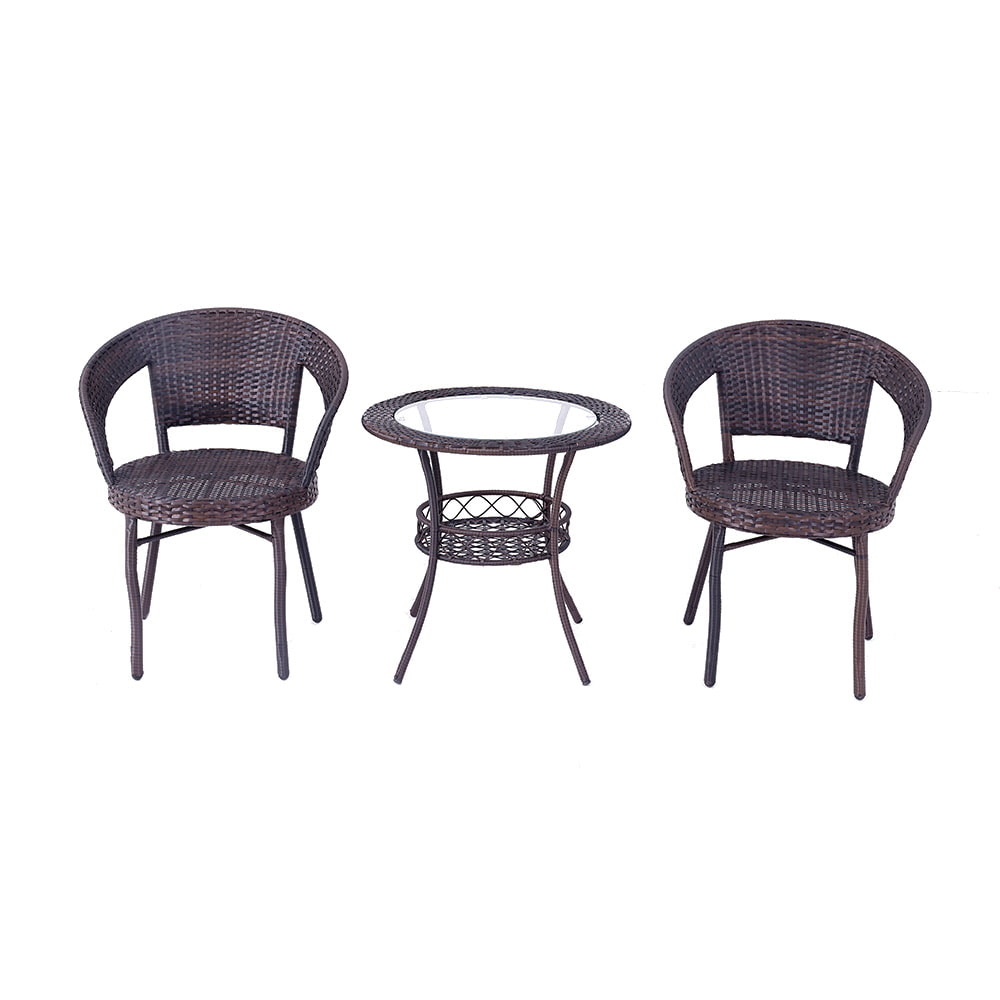 WYHS-T255 Rattan Side Tea Tables with Glass Top,Backyard Modern Deck Balcony Table