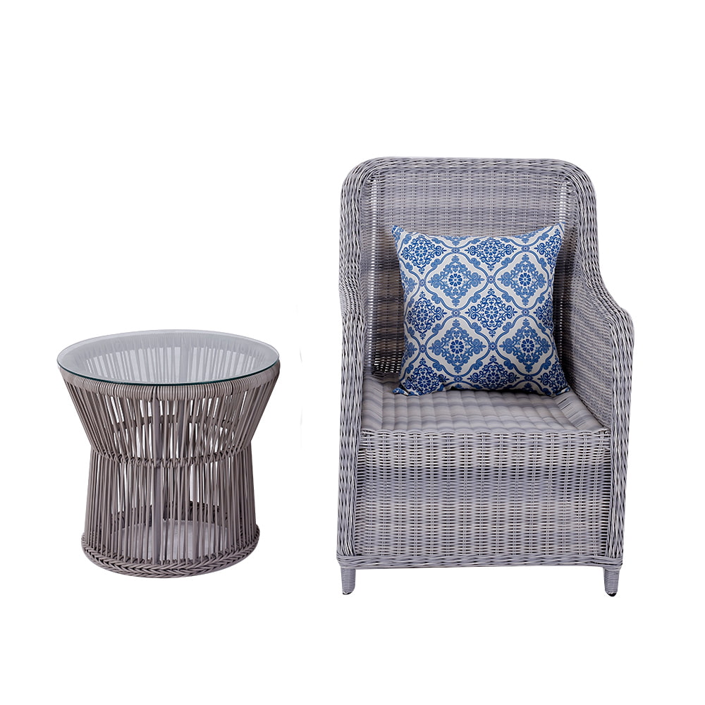  Outdoor Sunroom Villa Living Room Woven Rattan Sofa Chair.