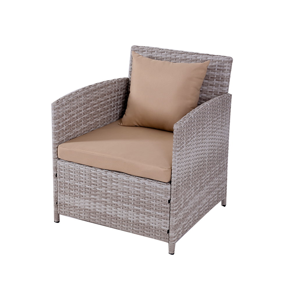 WYHS-T245 4 Pieces Outdoor Sectional, Wicker Patio Sectional Sofa Conversation Set.