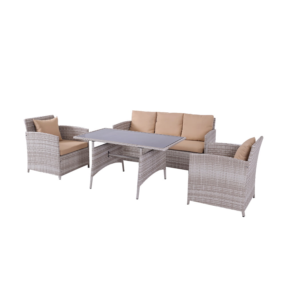 WYHS-T245 4 Pieces Outdoor Sectional, Wicker Patio Sectional Sofa Conversation Set.