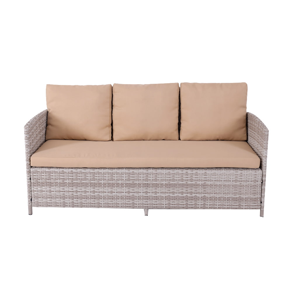 WYHS-T245 4 Pieces Outdoor Sectional, Wicker Patio Sectional Sofa Conversation Set.