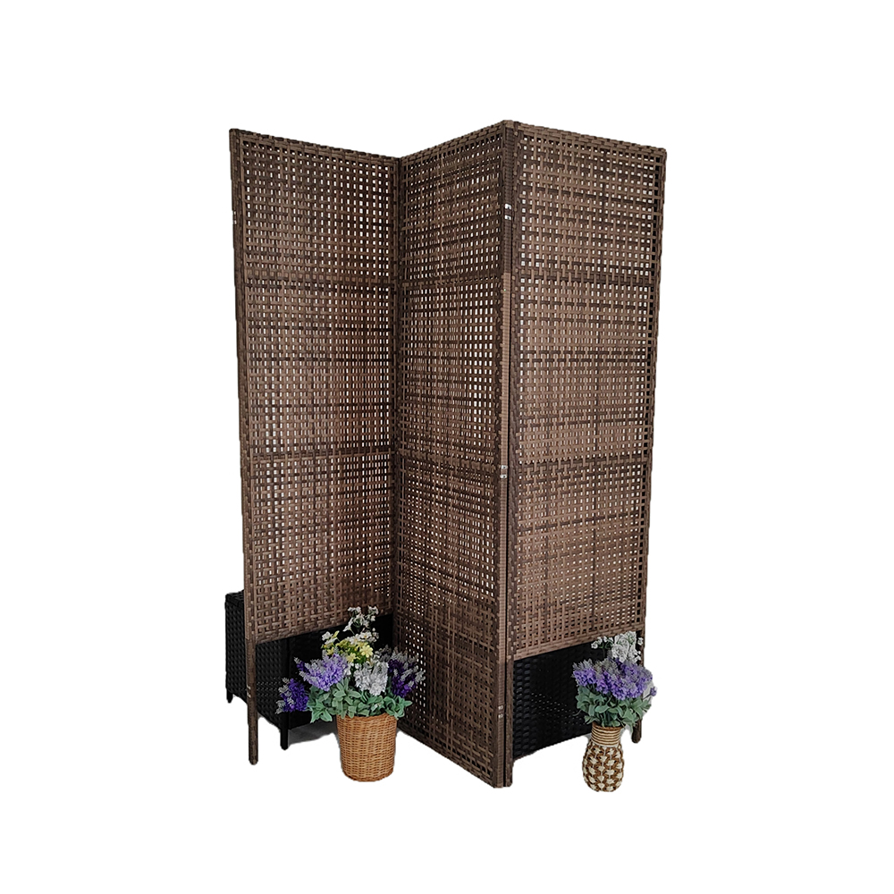 Hand-Woven Hollow Design Room Divider with three Panels
