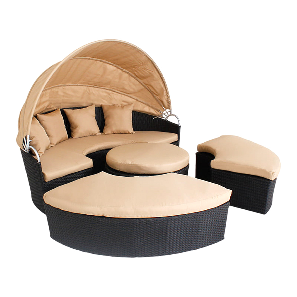 WYHS-T162 Outdoor woven rattan furniture lounger recliner PE woven rattan garden patio sofa