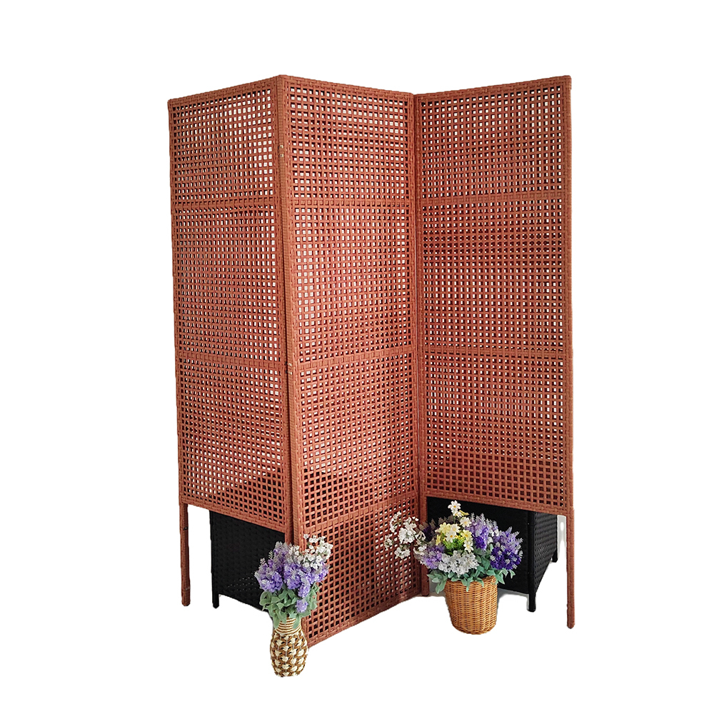 Hand-Woven Hollow Design Room Divider with three Panels
