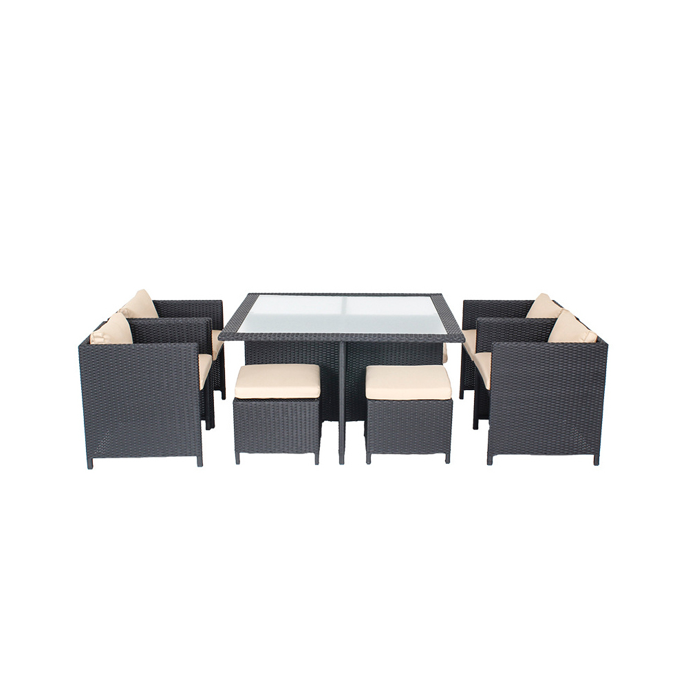 WYHS-T018 9-Piece combination woven rattan table and chairs villa patio pool villa furniture