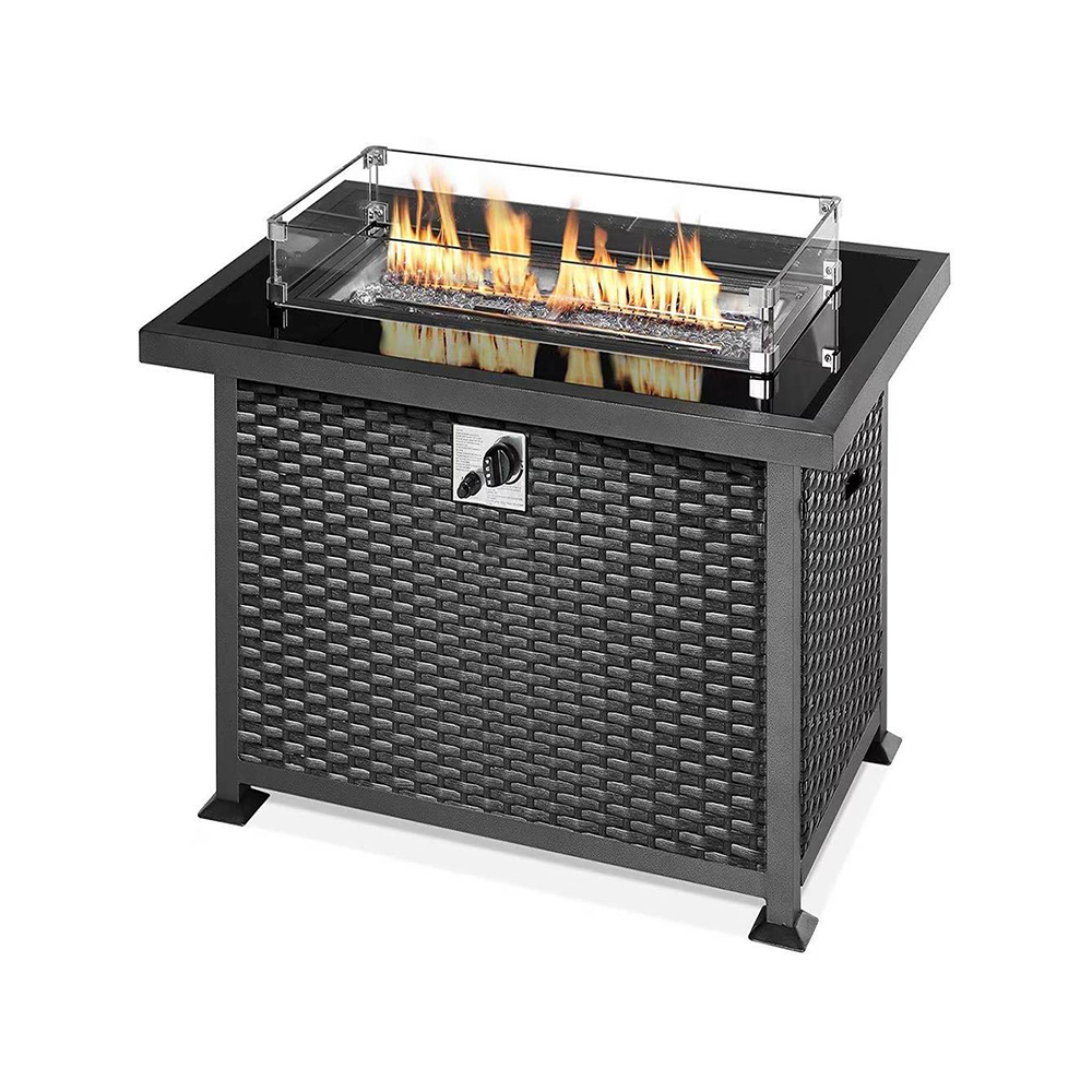 Propane Fire Pit Table, Rectanglular Gas Firepits for Outsides Backyard with CSA Certified, Glass Beads.