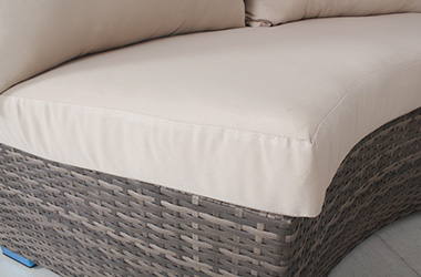 WYHS-T243 5-Piece Circular Surround Outdoor Brown Rattan Conversation Sofa Chair with a Table and Beige Cushions