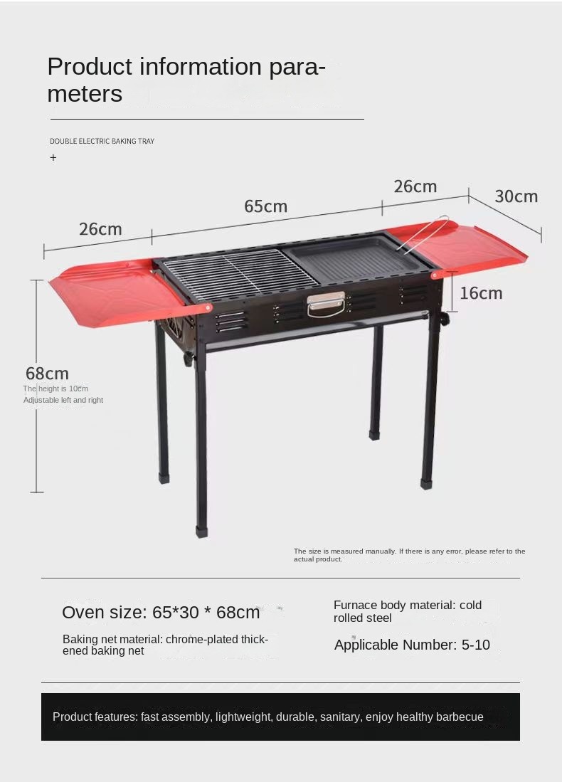  Foldable Barbecue Charcoal Grill for Outdoor Cooking Camping Picnics Garden Grilling.