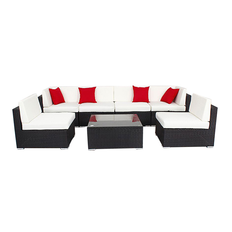 7-Piece Outdoor Leisure Rattan Sofa Combination Patio Balcony PE Woven Rattan Furniture.