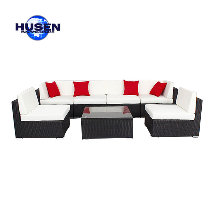 7-Piece Outdoor Leisure Rattan Sofa Combination Patio Balcony PE Woven Rattan Furniture.
