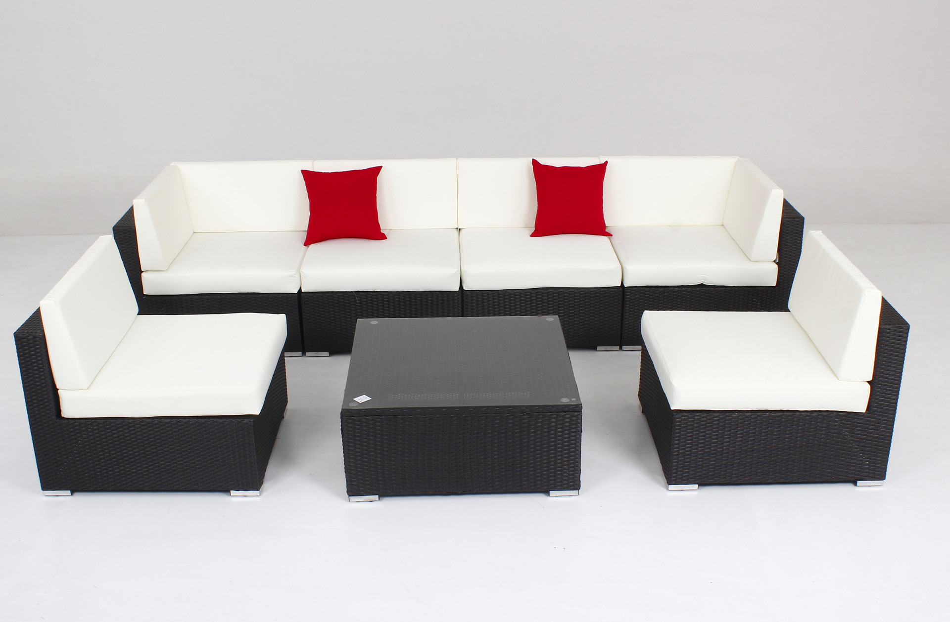 7-Piece Outdoor Leisure Rattan Sofa Combination Patio Balcony PE Woven Rattan Furniture.