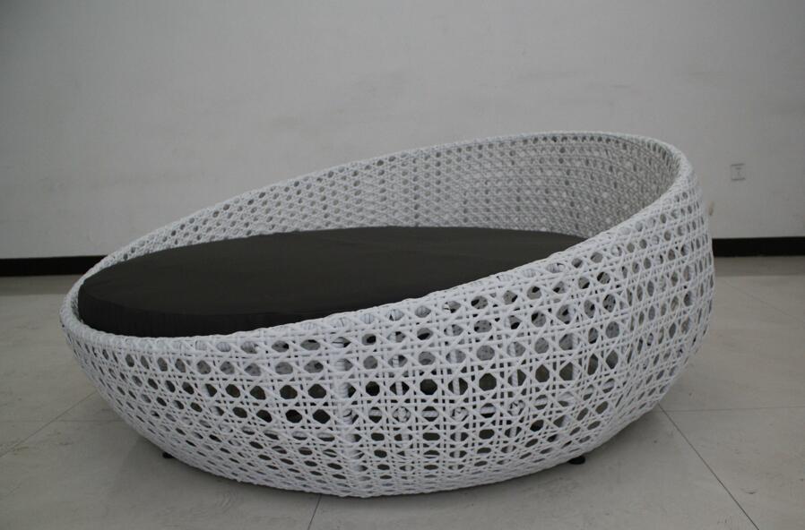 outdoor furniture rattan lounger leisure pool PE rattan chair rattan hollow beach sunshade round bed