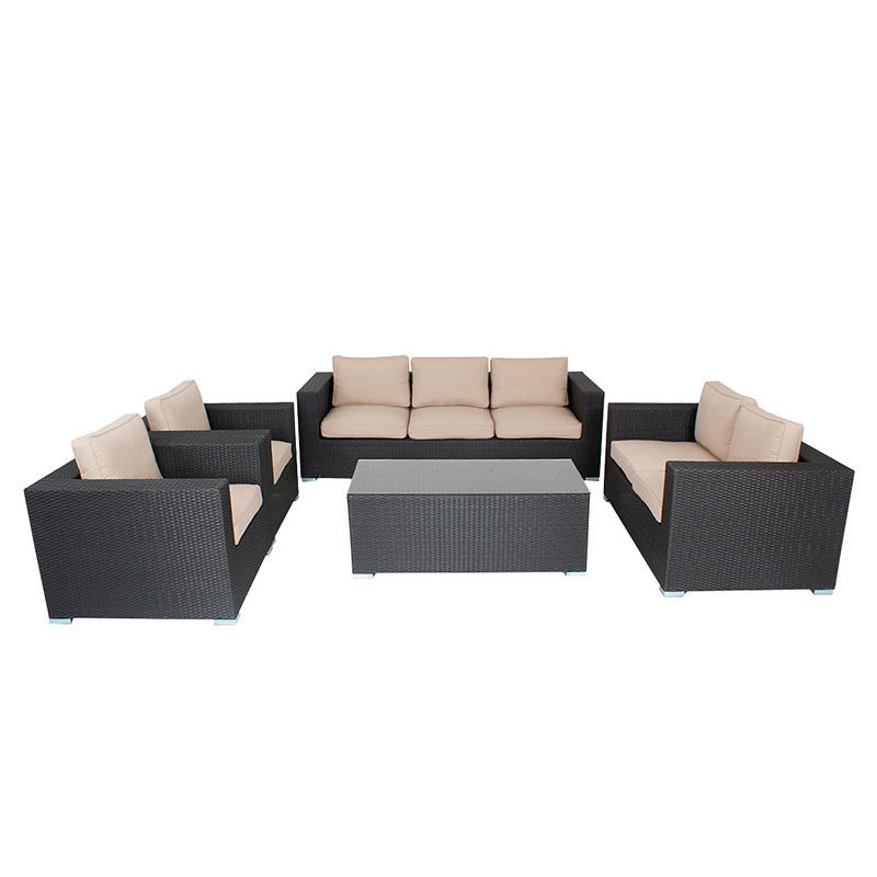 WYHS-T013 Garden 5 Pieces Outdoor Furniture Patio Sets PE Rattan Sofa with Coffee Table&Washable Couch Cushions