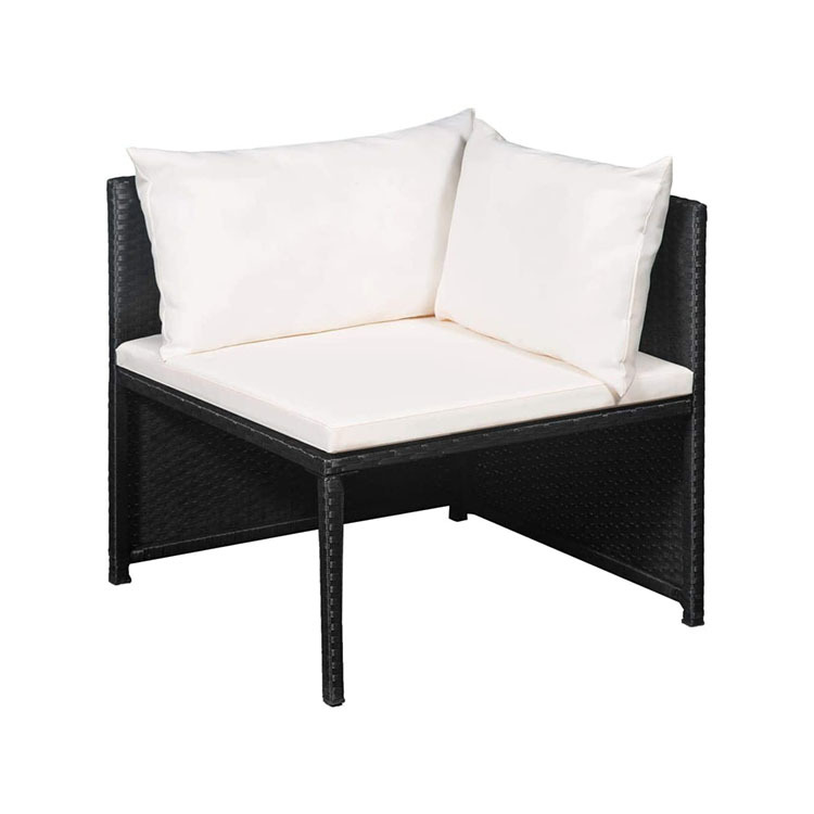  All-Weather Outdoor Sofa Manual Weaving Wicker Rattan Patio Conversation Set with Cushion and Glass Table
