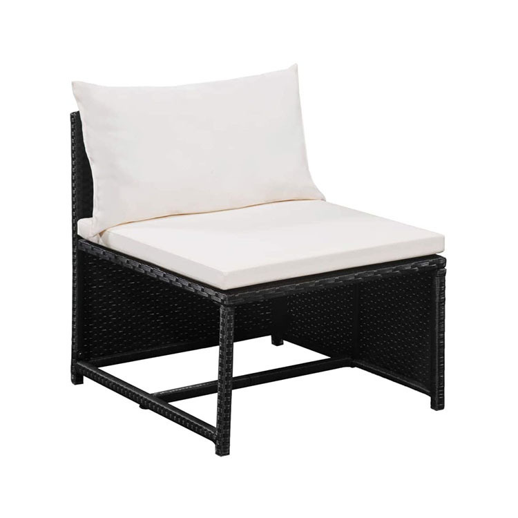  All-Weather Outdoor Sofa Manual Weaving Wicker Rattan Patio Conversation Set with Cushion and Glass Table