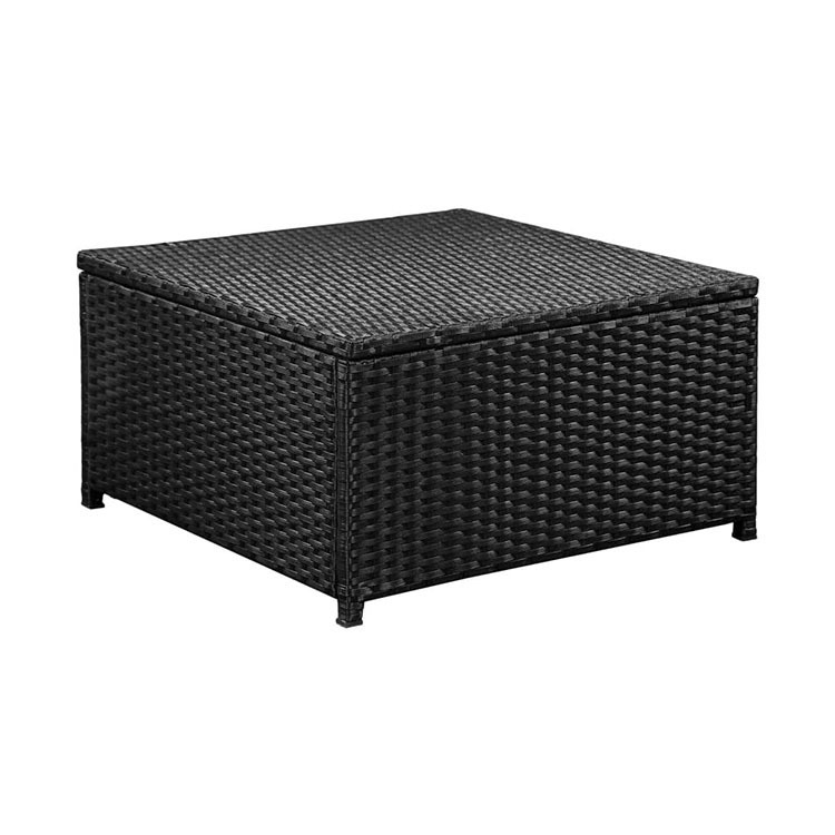  All-Weather Outdoor Sofa Manual Weaving Wicker Rattan Patio Conversation Set with Cushion and Glass Table