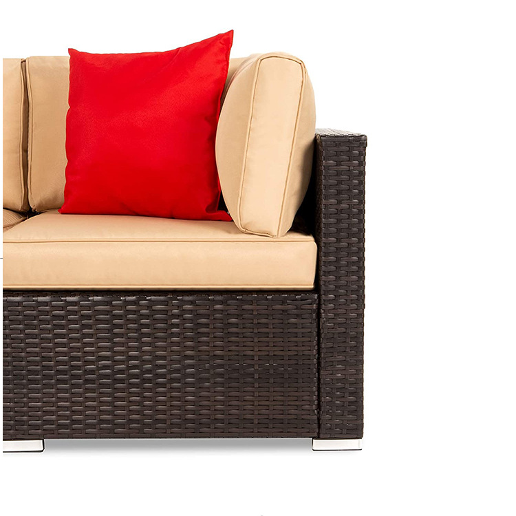 Rattan Sofa Conversation Set with Coffee Table  and Tempered Glass Top for Backyard,Lawn.