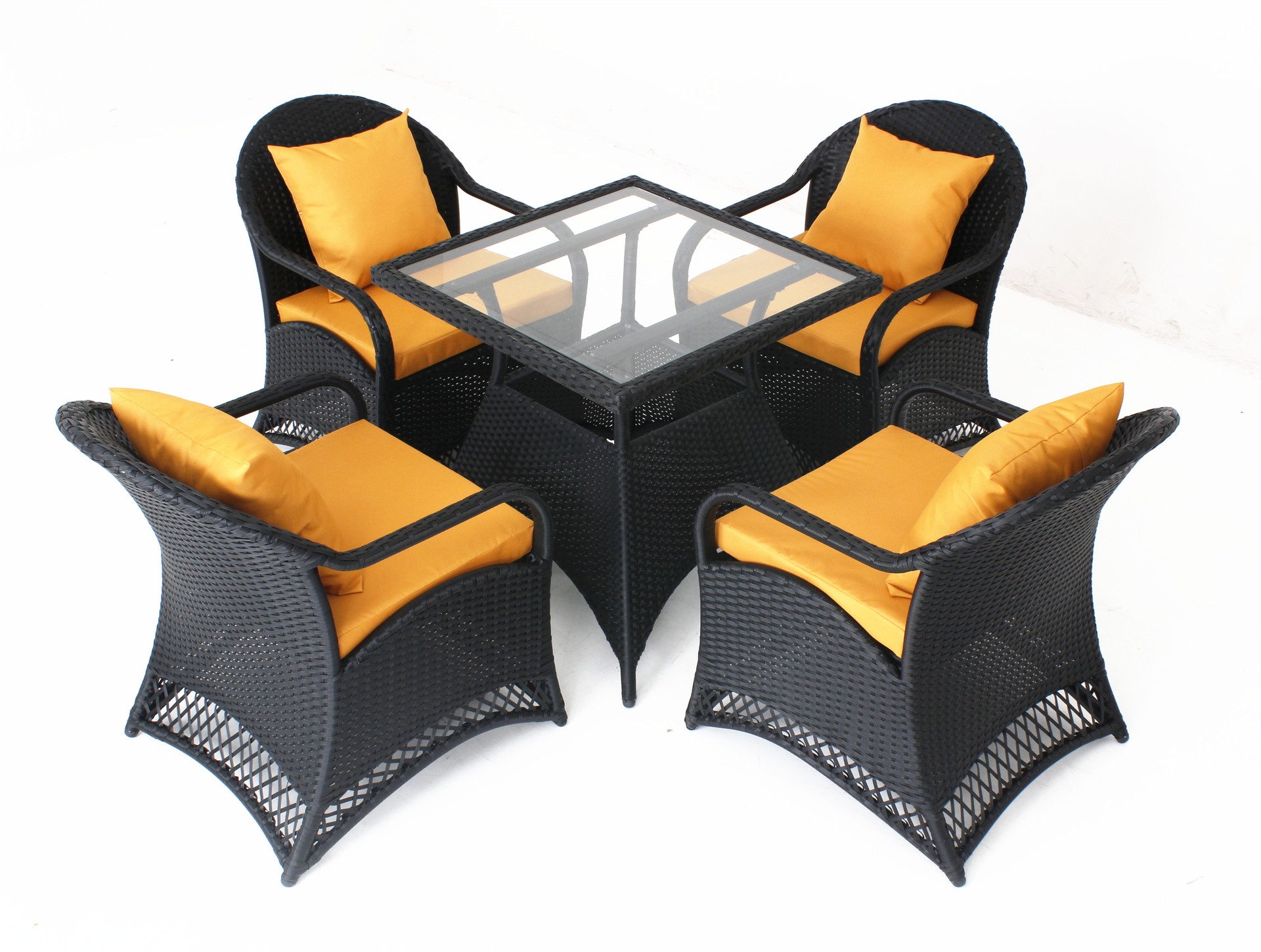 Outdoor Dining Table Set of 5, All Weather PE Rattan Patio ConversationSet for  Backyard, Garden, Deck