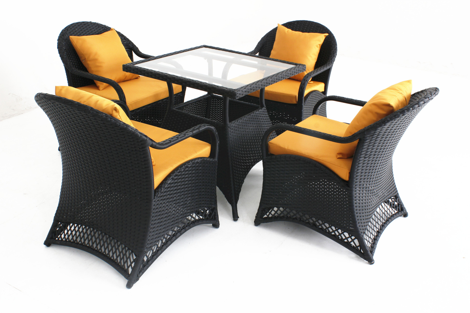 Outdoor Dining Table Set of 5, All Weather PE Rattan Patio ConversationSet for  Backyard, Garden, Deck