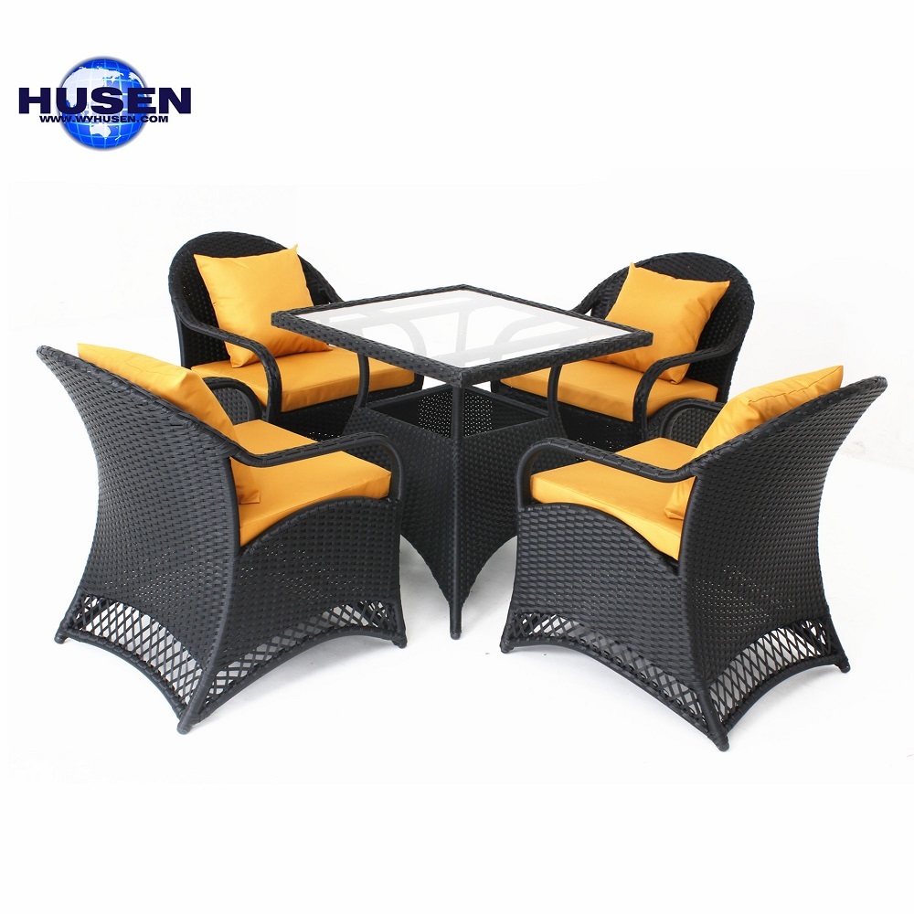 Balcony small coffee table combination tea table and chairs woven rattan backrest chairs outdoor patio modern minimalist leisure rattan chairs dining table