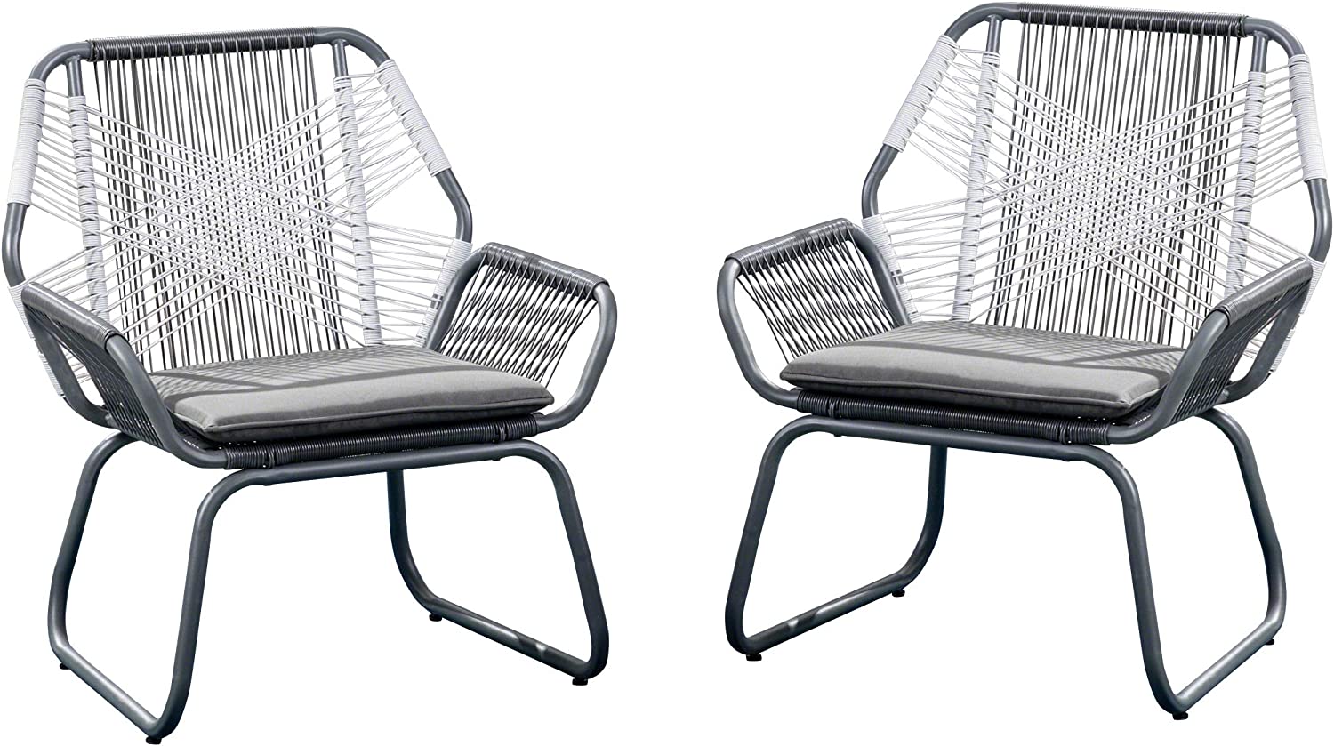Patio Outdoor PE rattan Club Chair (Set of 2), Gray