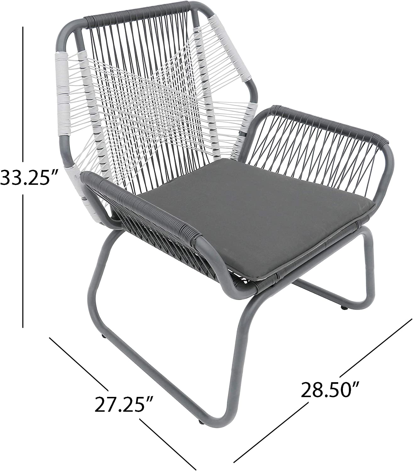 Patio Outdoor PE rattan Club Chair (Set of 2), Gray