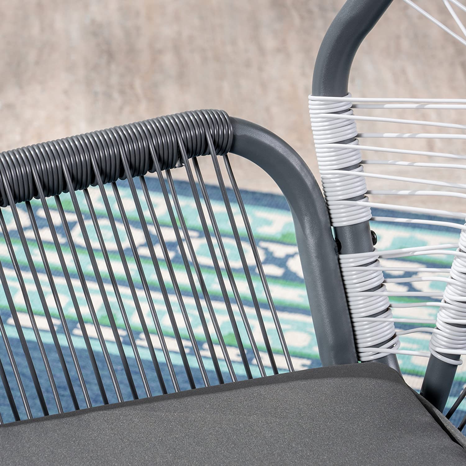 Patio Outdoor PE rattan Club Chair (Set of 2), Gray