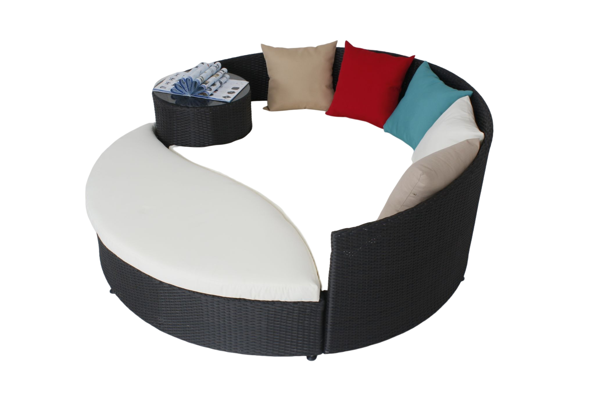 Sofa Set Outdoor Daybed Rectangle  Two-Piece Sunbed Rattan Furniture with High-Quality Cushion and Pillows.