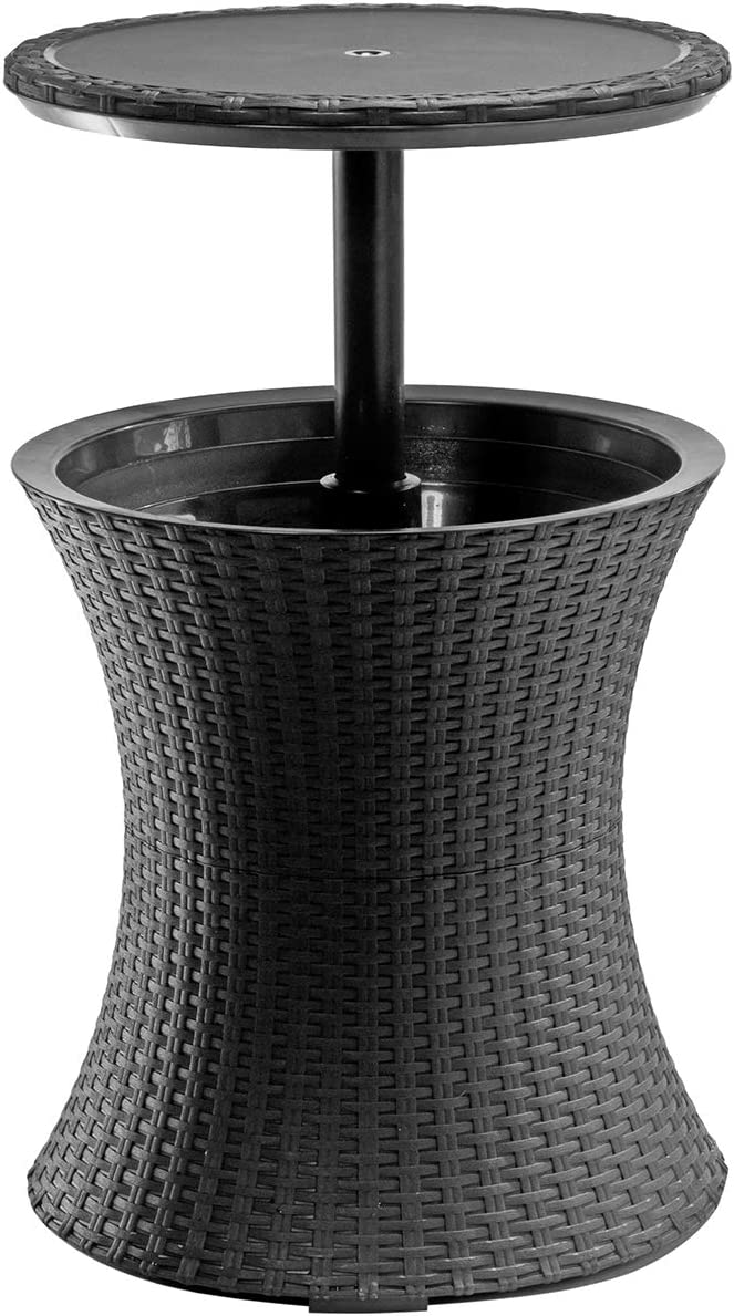 Outdoor Patio Furniture and Hot Tub Side Table, 7.5 Gallon Beer and Wine Cooler, Gray