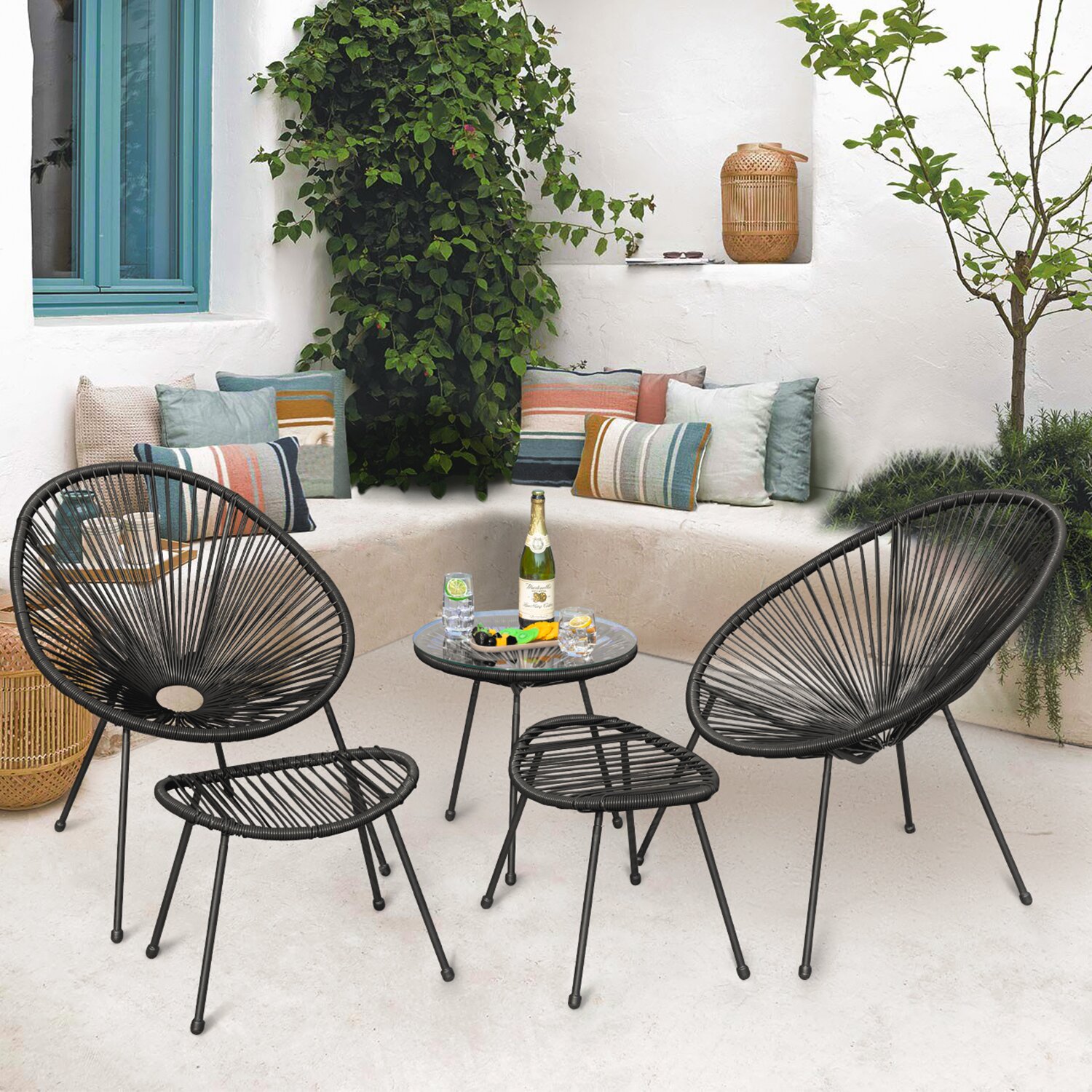 5 Piece Acapulco Outdoor Rattan Chairs and Table
