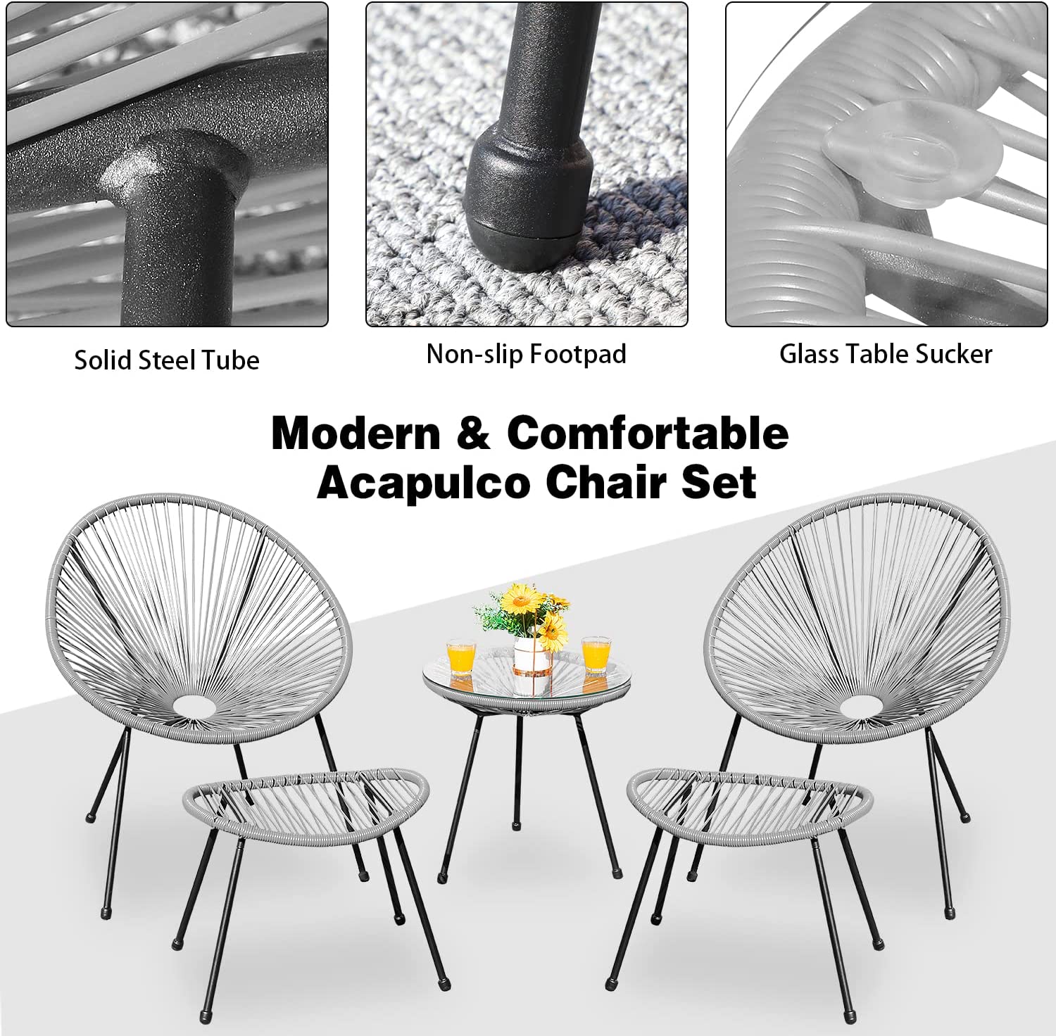 5 Piece Acapulco Outdoor Rattan Chairs and Table
