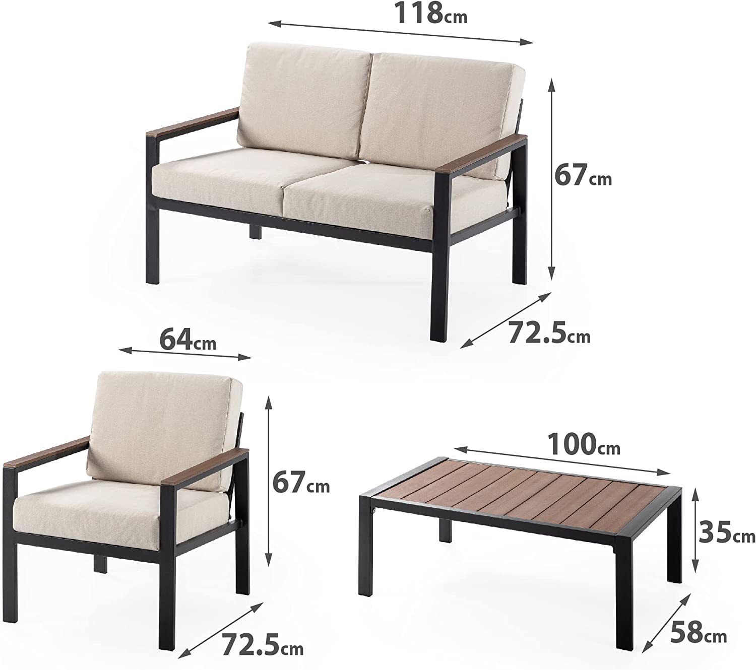 Outdoor Set with Table, Chairs and Loveseat