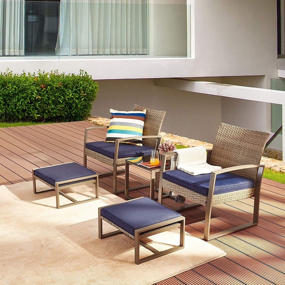 5-Piece PE Rattan Outdoor Family Suit