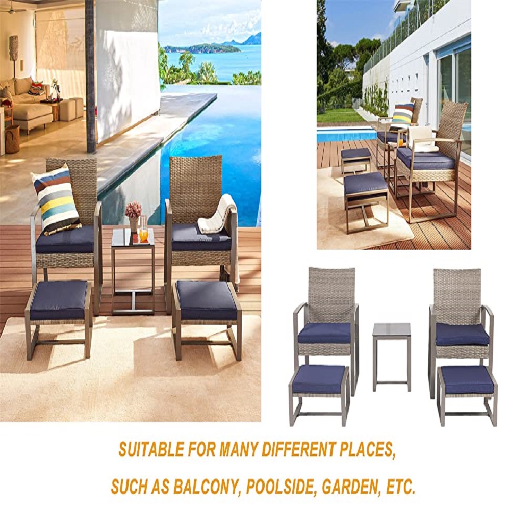 5-Piece PE Rattan Outdoor Family Suit