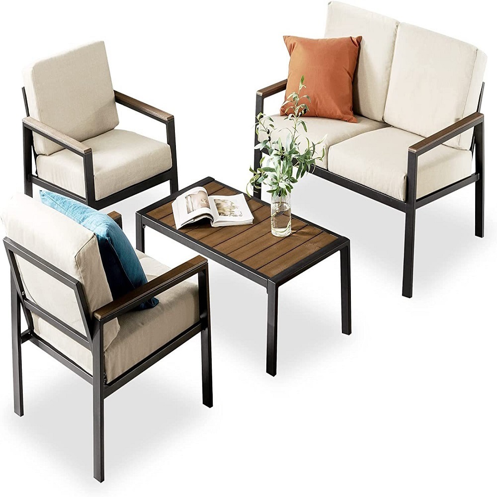 Outdoor rattan table, chair and sofa