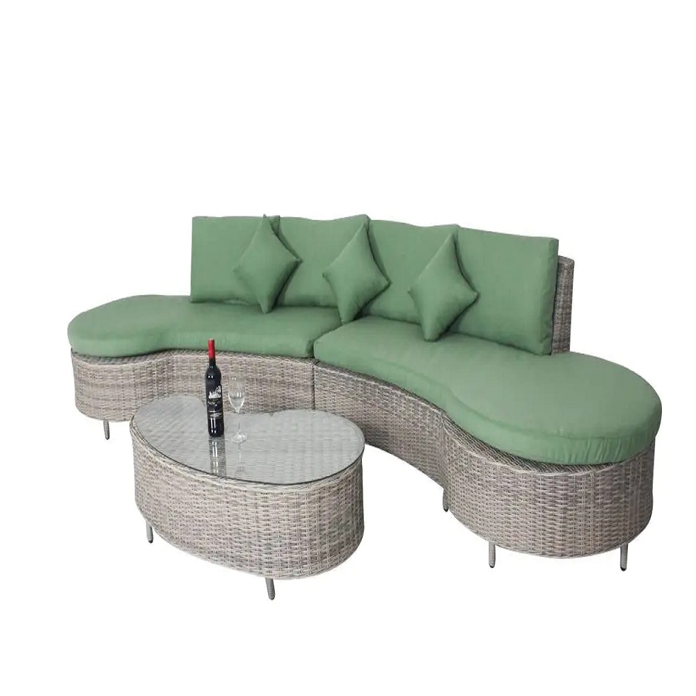 WYHS-T246 4-piece green pea Aluminum Patio rattan sofa with four pillows