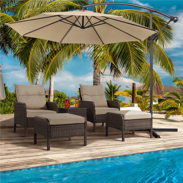 5-Pieces Outdoor Rattan Conversation Patio Furniture Set